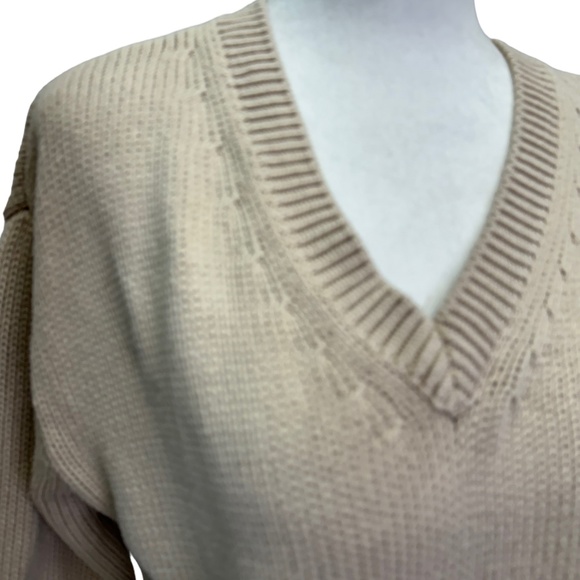 Workshop Republic Beige v-Neck Cotton Boxy Fit Sweater Size S - Picture 3 of 9